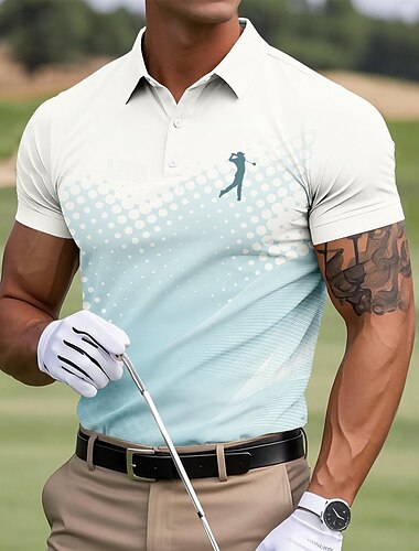  Homme Golf Polos de Sport Manche Courte Polos Chemises à Col Vêtements de sport Athleisure Boutons Été Bleu Vert