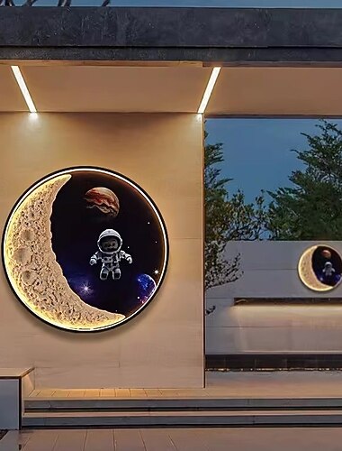  مصابيح حائط خارجية بتصميم قمري مقاومة للماء IP65 فوانيس حائط سوداء للشرفة وإضاءة مثبتة على الحائط للفناء والباب الأمامي والمدخل 110-240 فولت