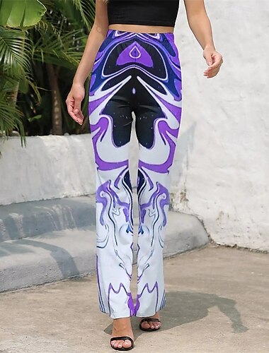  Retro Vintage Boho 1970er Schlaghosen Schlag-Leggings Disco Hohe Taille Psychedelisch Damen Halloween Karneval Urlaub Musikfestival Festival Erwachsene Hose
