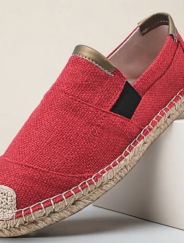  Röda herr espadriller slip-on skor med jutesula - bekväma och moderiktiga sommarskor för vardagsbruk