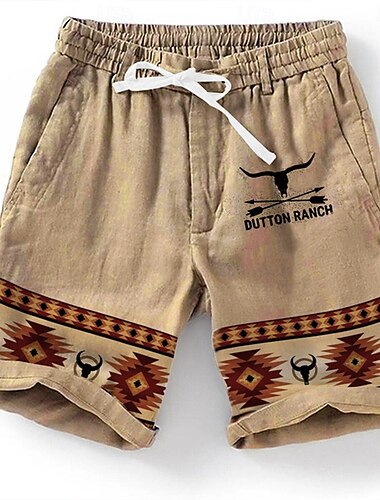  Herr Grafisk Geometriska mönster Shorts Sommarshorts Beach Shorts Medium Midja Designer Etnisk Stil Retro / vintage Ledigt Dagligen Helgdag Snörning Elastisk midja 3D-utskrift Designer Kläder