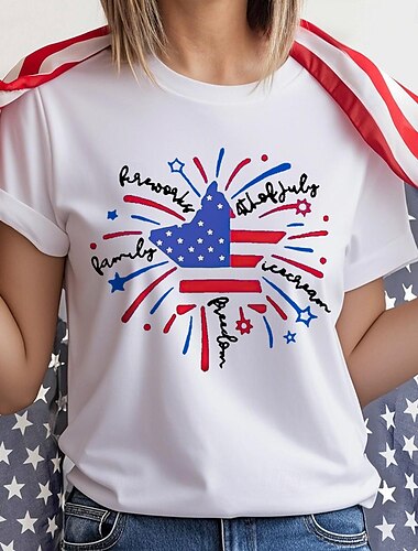  День независимости 4 июля Флаг США Как у футболки Манга Снова в школу! Флаг США Графический Назначение Жен. Взрослые Маскарад 4 июля Горячего тиснения фестиваль