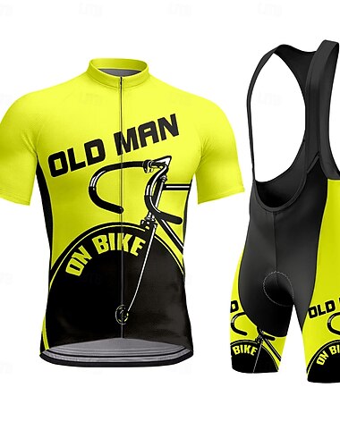  Herren Radtrikot mit Trägershorts Kurzarm Gelb Rote Königsblau Fahhrad Kombination 3D-Polster Schnelltrocknend Atmungsaktiv Rückentasche Polyester Spandex Lycra Sport Grafik Geometrisch Bekleidung