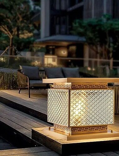  Postes de luz modernos para exteriores, para cercas exteriores, con pantalla acrílica, acabado negro, pilar cuadrado impermeable IP65 para porches, entradas y patios delanteros.