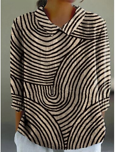  Per donna Camicia Floreale Grafico Elegante Casual Manica Lunga Colletto a Camicia Top Regolari Quotidiano Bottoni Stampato Nero Bianco Blu Arancione Marrone Estate Primavera