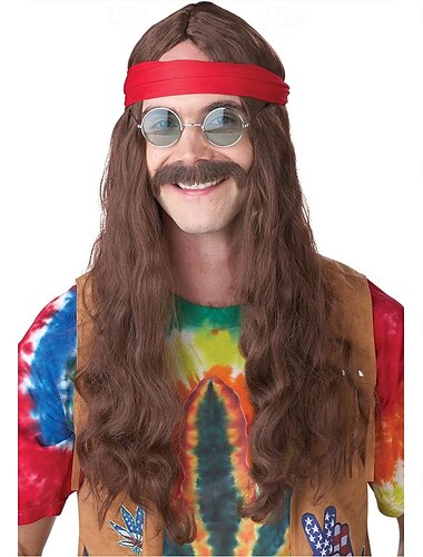  Parrucca da Uomo Hippie Costumi della California Parrucche di Halloween