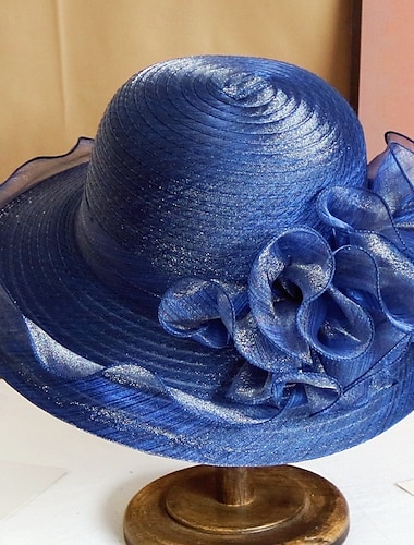  Kentucky Fascinator Hut aus Organza für Damen, Glockenhut, Bowlerhut, Cocktailhut, Teeparty, Hochzeit, Sonnenhut