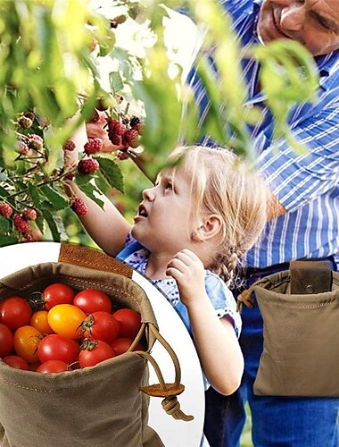  outdoor leren canvas plukzak jungle foerageerzak camping opbergtas heuptas fruit plukzak