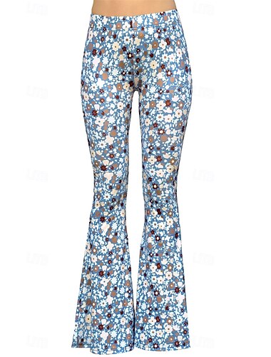  Retro / vintage Boho Anii 1970 Pantaloni Bell Bottoms jambiere flare Disc Talie Înaltă Floral Pentru femei Halloween Carnaval Vacanță festival de muzică Festival Adulți Pantaloni