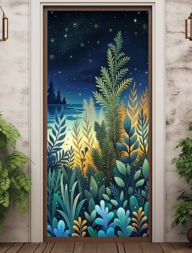  Decoraciones de Puerta con Flores de Bosque Cubiertas de Puerta Tapiz de Puerta Cortina Decorativa de Puerta Fondo para Puerta Interior/Exterior Banner de Puerta Frontal para Granja