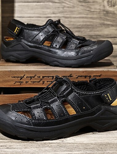  Herrensandalen – braune Outdoor-Sportsandalen mit strapazierfähiger Sohle und verstellbarer Passform für Wandern, Camping und Outdoor-Abenteuer