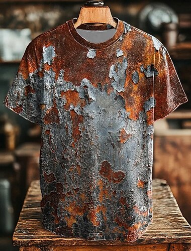  Homme Illusion d'optique T-shirt Manche Courte T-shirt Impression 3D Col ras du cou Chemise Rétro Vintage Vintage Rétro Soirée Rue Occasionnel Marron Été Printemps Vêtement Tenue S M L XL XXL XXXL 4XL