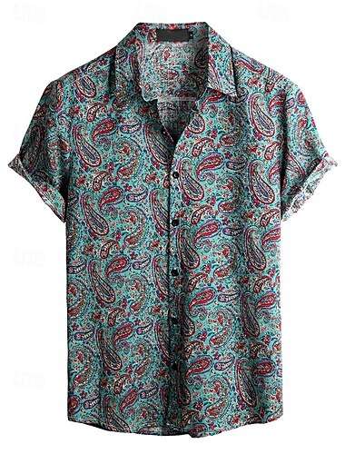  Rétro Vintage Boho Années 1970 Chemise Chemises hawaïennes Hippie Paisley Homme Halloween Carnaval Festival de Musique Vacances à la Plage Soirée à thème rétro Adulte Chemise