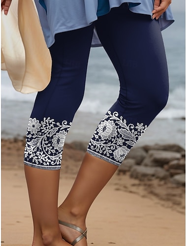  Leggings pour femmes Capri Pantalons Impression 3D Haute Élasticité Vacances Vintage Mode Longueur Mi-mollet Haute Taille Imprimé Graphique Floral Respirant Doux Extensible Formelle Vacances Bureau