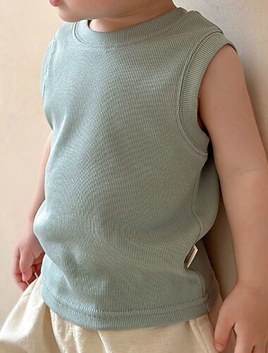  Kinder Mädchen Panzer Einfarbig Outdoor Ärmellos Streetwear Ab 4 Jahren Sommer Weiß Blau Grau