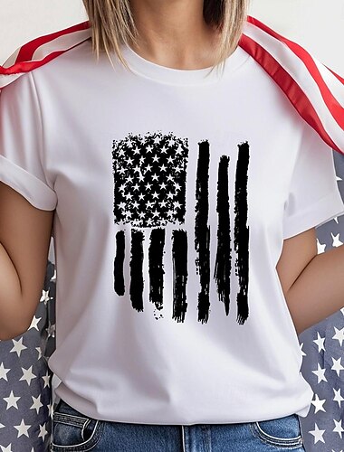  День независимости 4 июля Флаг США Как у футболки Манга Снова в школу! Флаг США Графический Назначение Жен. Взрослые Маскарад 4 июля Горячего тиснения фестиваль