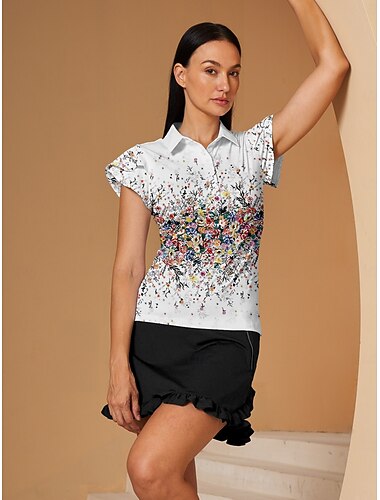  Mujer Camisas de polo Blanco Manga Corta Camiseta Ropa de golf para damas Ropa Trajes Ropa Ropa