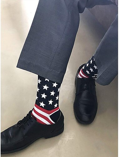  Herrensocken mit USA-Flagge und Sternenbanner-Design – patriotische Baumwollsocken für den Unabhängigkeitstag, Sport und Freizeit