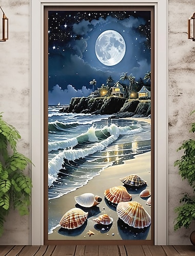  Oceán Beach Dekorace Dveří Kryty Dveří Letní Dveřní Gobelín Dveřní Závěs Dekorace Pozadí Vnitřní/Venkovní Dveřní Banner pro Hlavní Dveře Farmhouse