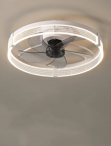  Loftventilator med lysringcirkeldesign 22" app &fjernbetjening, tidtagning &3 LED farve LED loftsventilator, 6 vindhastigheder moderne loftsventilator til soveværelse, stue, lille rum
