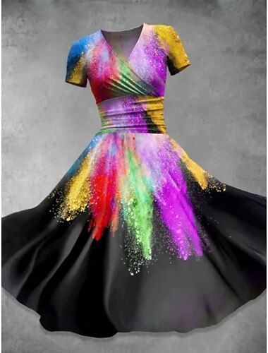  Regenbogen Stolz Kleid Wickelkleider Klassisch & Zeitlos Damen Erwachsene Pride Parade Pride-Monat Festival Halloween Karneval Einfaches Karnevalskostüm