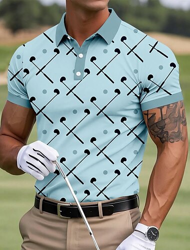  Hombre Golf Camisetas polo deportivas Manga Corta Camisas de polo Camisas con cuello Casual Escuela Exterior Ropa Cotidiana Impresión 3D Verano Blanco Azul Piscina Marrón