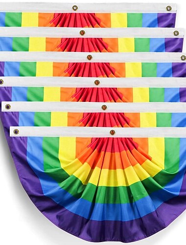  Rainbow Pride-flagga – livfull HBTQ+-halvfanbanner, blekningsbeständig utomhushängande dekor med öljetter för veranda, staket, balkong, festivalfest