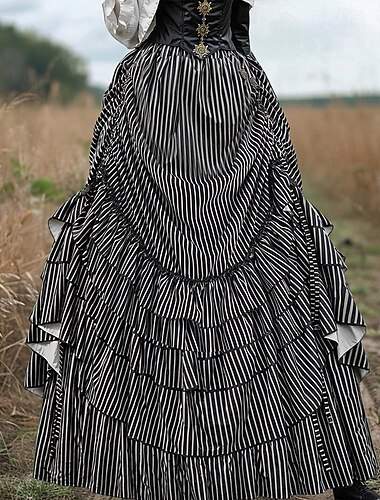  Rétro Vintage Punk & Gothique Médiéval Jupe Fille gothique Volanté Rayures Femmes Fantaisie Steampunk Mascarade Décontracté Quotidien Adulte Jupe