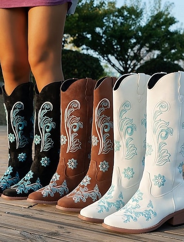  Retro Antiguo Años 70 Salvaje Oeste Zapatos bota vaquera Hippie Chica vaquera Vaquero Bordado Mujer Víspera de Todos los Santos Carnaval Fiesta Casual Festival de Música Adulto Zapatos