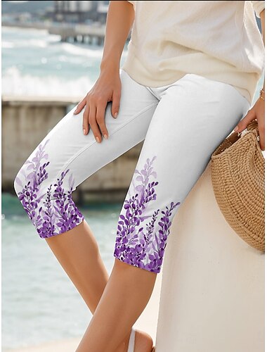  Damen Leggings Urlaub Vintage Mode Wadenlang Hohe Taille Grafik Blatt Farbverlauf Drucken Thermowarm Atmungsaktiv Weich Dehnbar Formell Outdoor Urlaub lichter Ocker Amethyst Rubinrot Rote Sommer