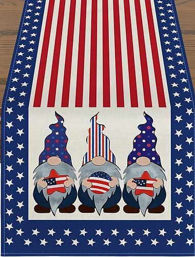  Patriotische Tischflagge zum 4. Juli, Unabhängigkeitstag, USA-Flagge, rot, weiß, blau, Rudolph-Stern, Auto und Esstischdekoration für drinnen und draußen