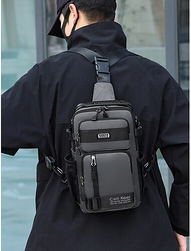 Taktische Crossbody-Brusttasche für Herren – wasserdichter Schulterrucksack mit mehreren Fächern, verschiedene Tragemöglichkeiten, sportlicher Outdoor-Stil, geeignet für Reisen, Wandern und das tägliche Pendeln