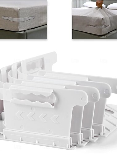  Paquete de 4 sujeta sábanas con cerradura para esquinas: correas para sujetar sábanas que se adaptan a todo tipo de colchones, los sujeta sábanas ajustables mantienen las sábanas firmes y ajustadas, clips para sábanas de fácil instalación, se mantienen