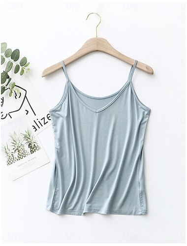  Damen Camisole-Tanktop Einfarbig Täglich Basic Lässig Ärmellos Träger Normale Oberteile Täglich Rückenfrei Schwarz Weiß Rosa Marineblau Grün Sommer