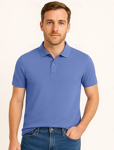  Herren Einfach Kurzarm Umlegekragen Basic Sport & Outdoor Lässig Athleisure Ganzjahres Hellblau Dunkelgrün Magenta