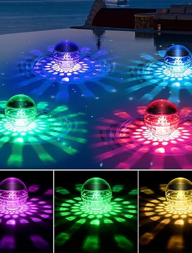  2 luces subacuáticas flotantes para piscina, luz LED solar que cambia de color, IP67, resistente al agua, para estanques de aguas termales al aire libre, jardines y jacuzzis, luces de fuente en