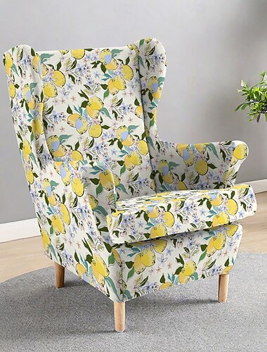  Trekk til lenestol med vingrygg, blomsterprint, stripete, geometrisk trykt