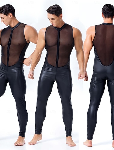  Catsuit Romper Matte afwerking Voor heren Gaas Rits Aan De Voorzijde Kostuum voor Nachtclub Prideparade Trots maand Halloween Carnaval Volwassenen