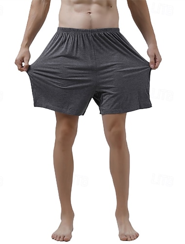  Hombre Ropa de salón Pantalones cortos de pijama Plano Moda Clásico Casual Hogar Diario Cama Algodón Comodidad Transpirable Suave Bermudas Cintura elástica Verano Negro Rosa