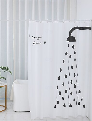  PEVA Duschvorhang mit Muster bedruckter Badvorhang wasserdicht und schimmelresistent inklusive Haken 180x180cm 70"x70"