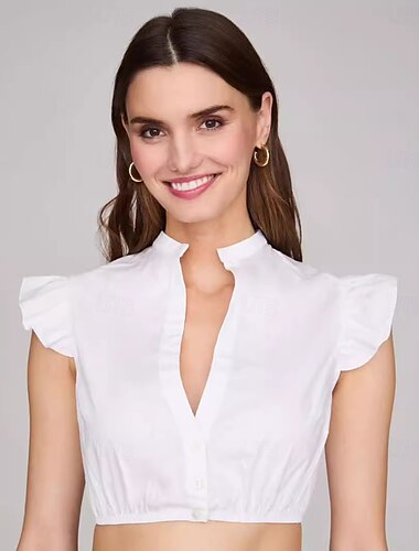 Oktoberfest bier Kostuum Bijgesneden Dirndl-blouse hulp in de huishouding Bavarian München Weiden Dames Carnaval Bierfestival Doek in traditionele stijl