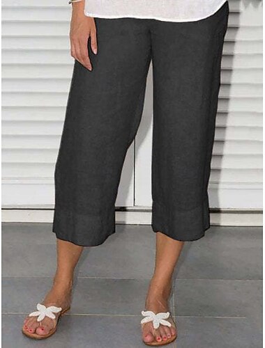  Mujer Pantalones Cortos Pantalones palazzo Ropa de calle Confort Hasta el Tobillo Alta cintura Plano Bolsillo Confortable Al Aire Libre Cómodo Calle Ropa Cotidiana Negro Azul cielo Gris oscuro Fucsia