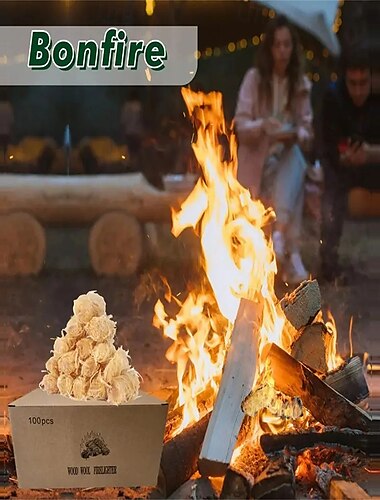  72 iniciadores de fuego de camping de encendido rápido | iniciadores de fuego de madera hechos con madera dura para asar, fogatas, &Chimeneas de exterior | Rollos de iniciación de fuego