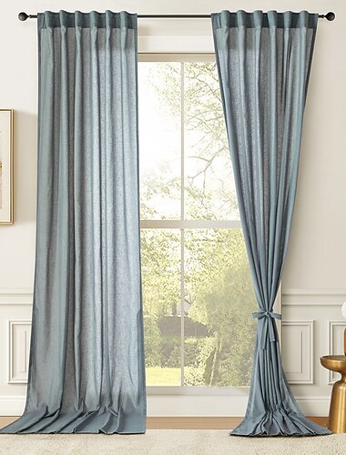  Faux-Leinen halbtransparente Vorhänge lange für Wohnzimmer lichtfilternde und atmungsaktive Stangenfutter Voile-Vorhänge für Schlafzimmer Schiebetür 1 Paneel