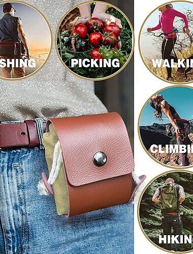  Outdoor-Pflücktasche aus Leder und Canvas, Dschungel-Futtertasche, Camping-Aufbewahrungs-Gürteltasche, Obstpflücktasche