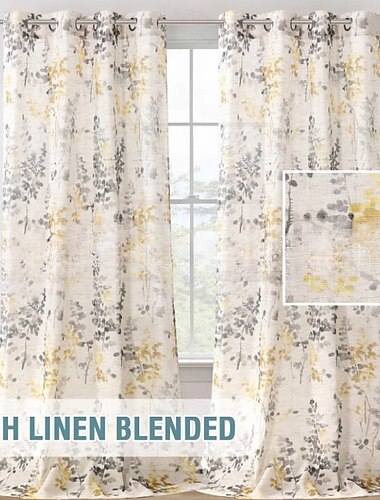  Gjennomsiktig linse gardiner semi gjennomsiktig gardiner draperier stue/soverom vintage klassisk blomstermønster vindusbehandling grommet 2 paneler korall og taupe