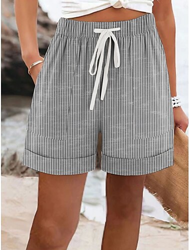  Shorts pour femmes chinos vacances style ethnique vintage court taille haute graphique rayé rose bleu vert gris été coupe régulière