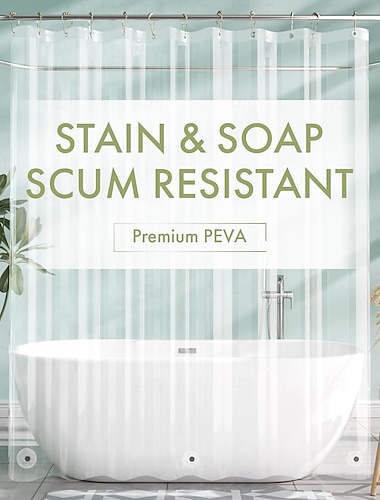  180x180 cm durchsichtiger Duschvorhang, wasserdichter Duschvorhang aus Kunststoff,süßer,leichter Duschvorhang aus PEVA für das Badezimmer mit 3 Magneten und 12 rostfreien