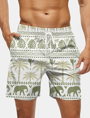  Homme Cocotier Feuille de palmier Plantes Tropicales Maillots de bain Shorts de bain Shorts de Surf Taille Moyenne Streetwear Hawaïen Vacances à la Plage Poches Latérales doublure en maille Taille