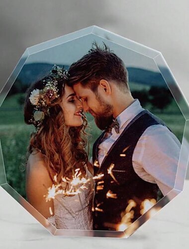  Bloque de fotos acrílico personalizado, regalo de imagen poligonal personalizada para parejas, graduación, aniversario, día de San Valentín, boda, cumpleaños